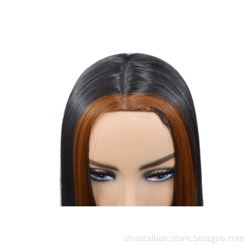 Color Long 18inch Hair Bone Perruque Straight Wig Hair High Quality Synthetic Hair Best Price Best Product Women Long Bob